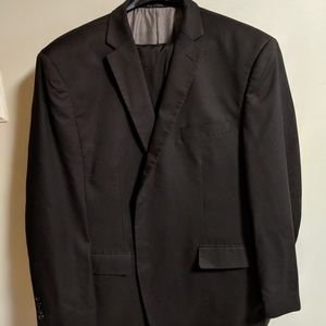 Mens Size 50R pinstripe 2 button suit black